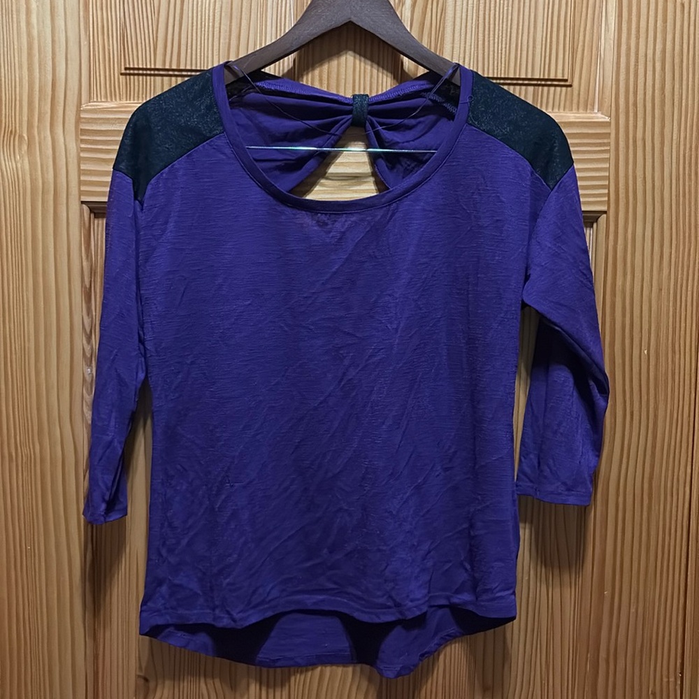 Route 66, small, purple and black shirt, 3/4 sleeves. Used good condition.